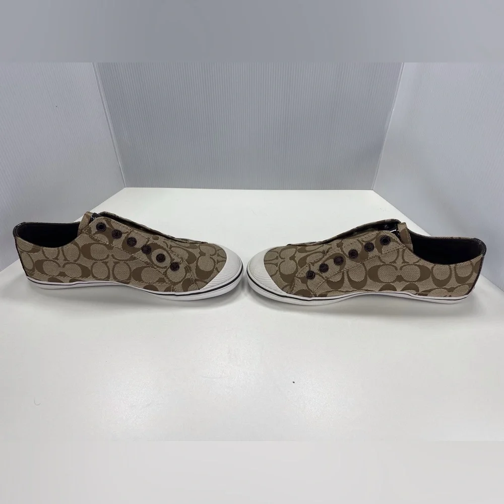 Coach Keeley Khaki Signature C Sneakers Slip On Shoes, Size 9.5 - Picture 7 of 12
